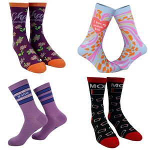 Womens Wild Mom Bundle 4 Pack Socks With Funny Graphics for Crazy Moms